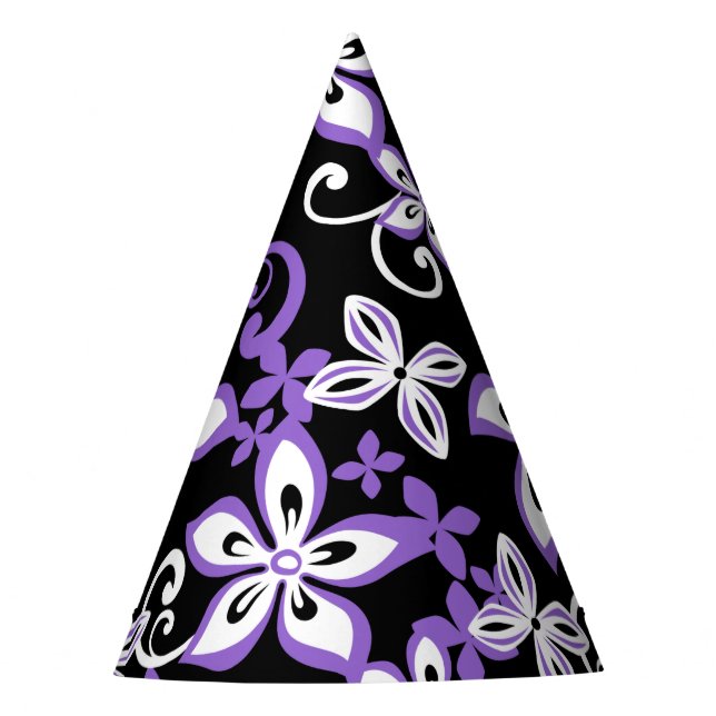 ALOHA HAWAII (BLACK/PURPLE) PARTY HAT (Front)