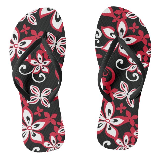 ALOHA HAWAII (BLACK/RED) Pair of Flip Flops (Footbed)