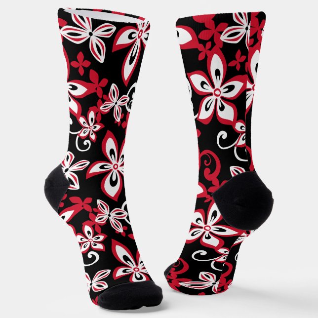 ALOHA HAWAII (BLACK/RED) SOCKS (Angled)