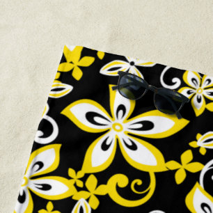 ALOHA HAWAII (BLACK/YELLOW) BEACH TOWEL
