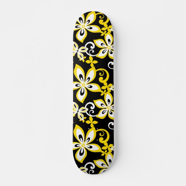 ALOHA HAWAII (BLACK/YELLOW) SKATEBOARD (Front)