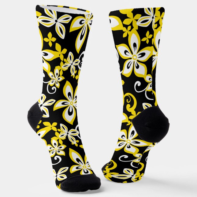 ALOHA HAWAII (BLACK/YELLOW) SOCKS (Angled)