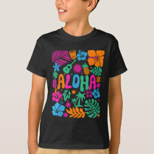 Aloha Hawaii Boho Retro Shaka Hibiscus Vacation Tr T-Shirt
