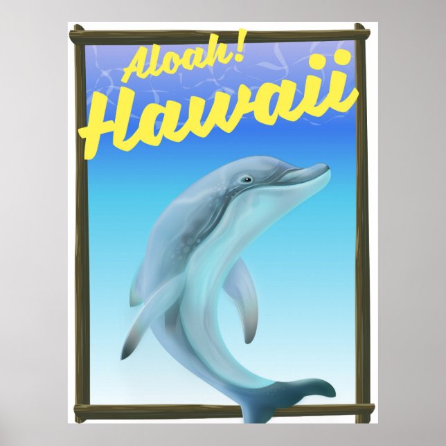Aloha! Hawaii! Dolphin travel poster (Front)