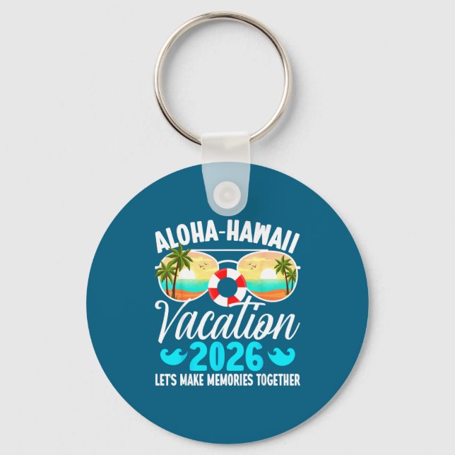 Aloha Hawaii Family Trip Making Artwork Key Ring (Front)
