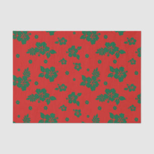 Aloha Hawaii Green on Red Christmas Pattern Tissue Paper