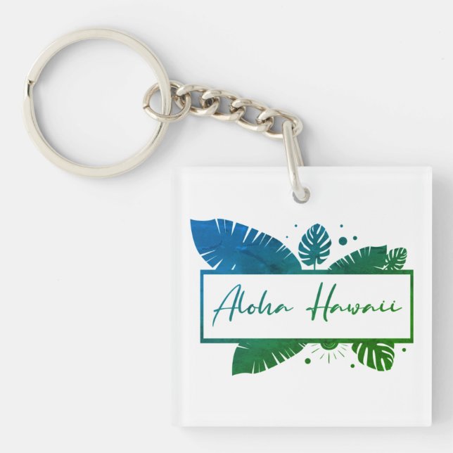 Aloha Hawaii Green T-Shirt Key Ring (Front)
