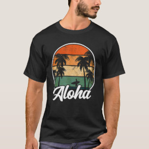 Aloha Hawaii Hawaiian Island   Palm Beach Surfboar T-Shirt