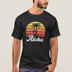 Aloha Hawaii Hawaiian Island Palm Tree Surfboard B T-Shirt