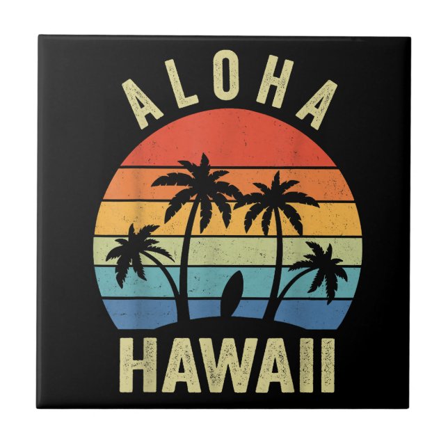 Aloha Hawaii Hawaiian Island Shirt Palm Beach Surf Tile (Front)