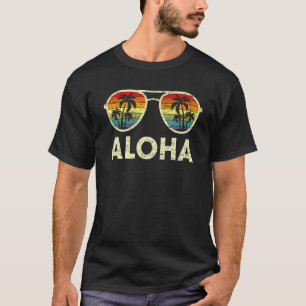 Aloha Hawaii Hawaiian Island Sunglasses Palm Trees T-Shirt