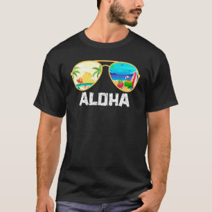Aloha Hawaii Hawaiian Island Sunglasses Palm Trees T-Shirt