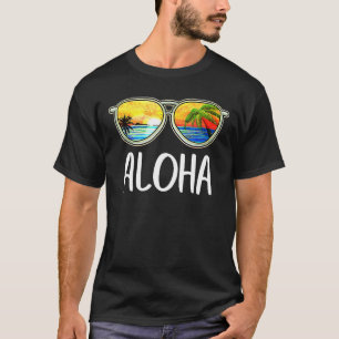 Aloha Hawaii Hawaiian Island Sunglasses Palm Trees T-Shirt