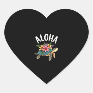 Aloha Hawaii Hawaiian-Shirt Turtle Hibiscus Kids G Heart Sticker