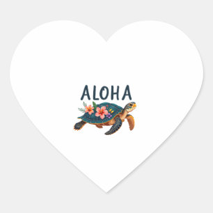 Aloha Hawaii Hawaiian-Shirt Turtle Hibiscus Kids G Heart Sticker