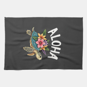 Aloha Hawaii Hawaiian-Shirt Turtle Hibiscus Kids G Tea Towel