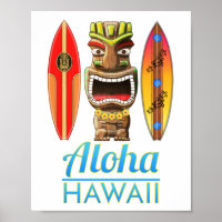 Aloha Hawaii Hawaiian Tiki Surfing