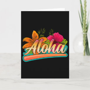 Aloha Hawaii Holiday Surfing Beach Tropical Hibisc Card