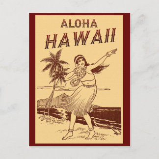 Aloha Hawaii Hula Girl Postcard