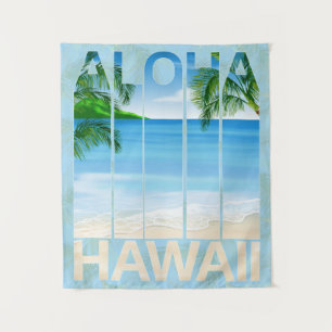 Aloha Hawaii Island Beach Tapestry