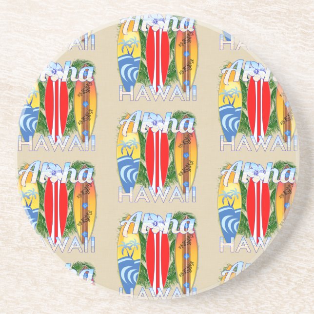 Aloha Hawaii Island Surfing Coaster (Front)