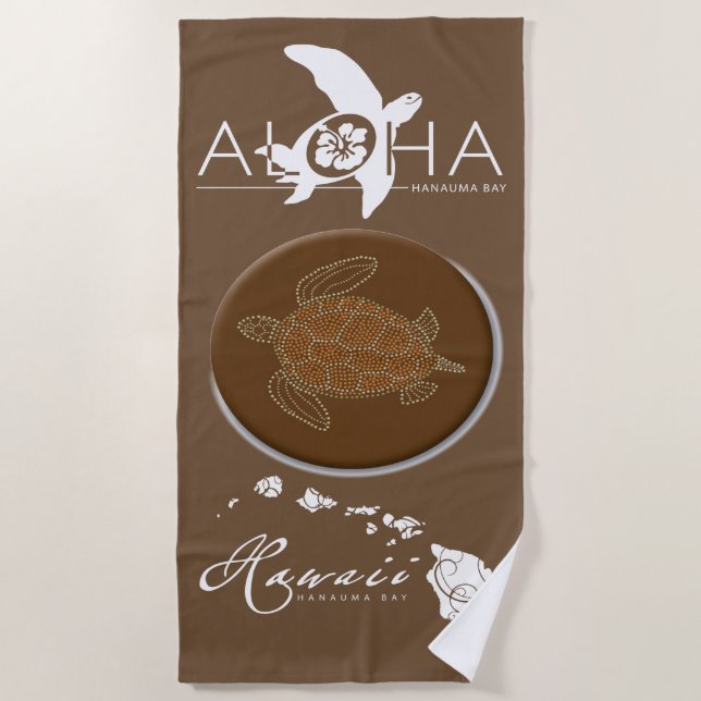 Aloha Hawaii Islands Beach Towel (Front)