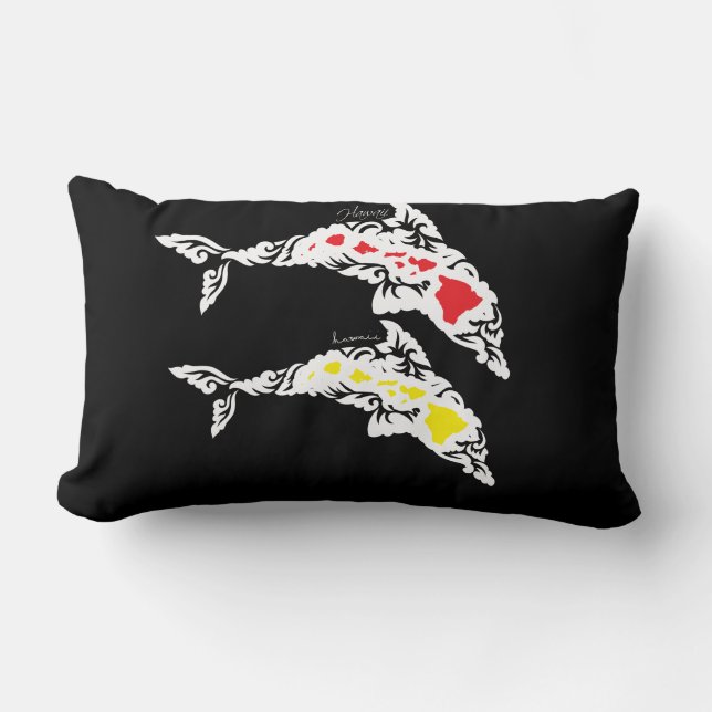 Aloha Hawaii Islands Dolphin Lumbar Cushion (Front)