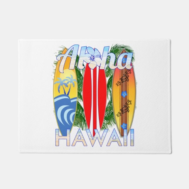 Aloha Hawaii Islands Surfing Doormat (Front)