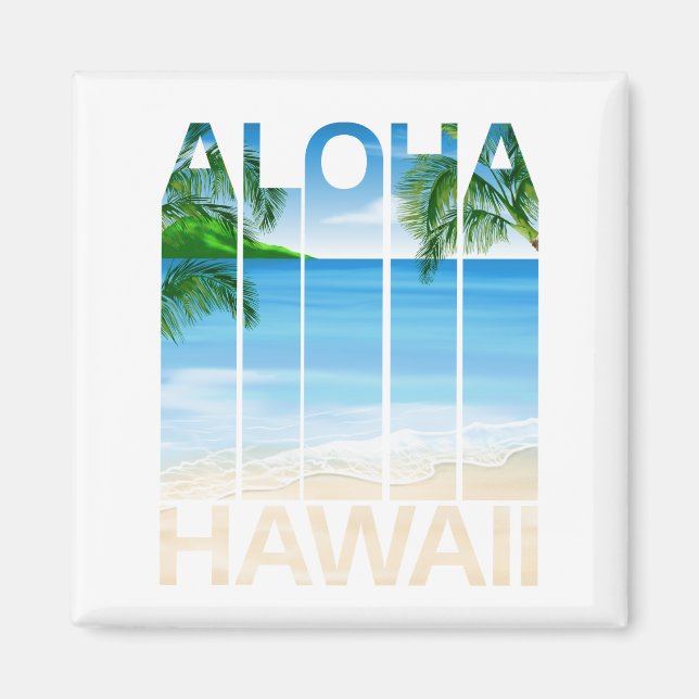 Aloha Hawaii Islands Tropical Beach Magnet (Front)