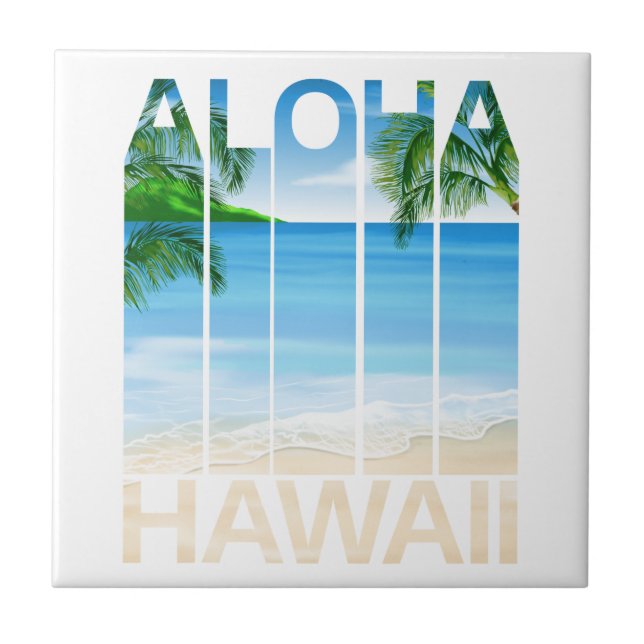 Aloha Hawaii Islands Tropical Beach Tile (Front)