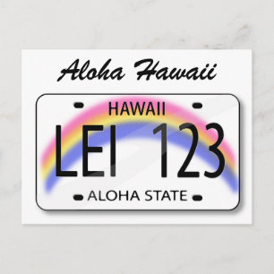 Aloha Hawaii license plate postcard