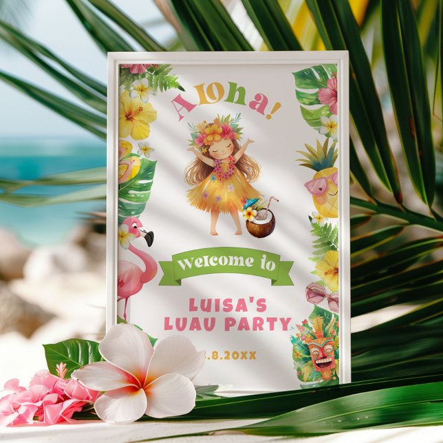Aloha Hawaii Luau birthday party welcome Poster (Creator Uploaded)
