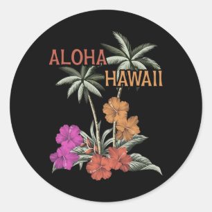 Aloha Hawaii Luau Hawaiian Hibiscus Flowers Vacati Classic Round Sticker