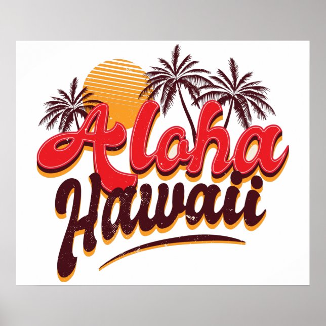 Aloha Hawaii Palm Tree Poster (Front)