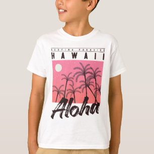 Aloha Hawaii Palm Tree Retro Sunset Beach Girls Bo T-Shirt