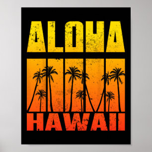 Aloha Hawaii Palm Tree Tropical Hawaiian Island Re Poster