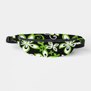 ALOHA HAWAII PATTERN IN BLACK/LIME BUM BAGS
