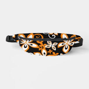 ALOHA HAWAII PATTERN IN BLACK/ORANGE BUM BAGS