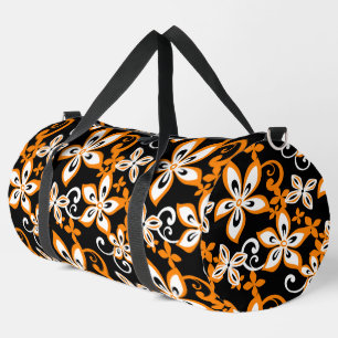 ALOHA HAWAII PATTERN IN BLACK/ORANGE DUFFLE BAG