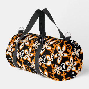 ALOHA HAWAII PATTERN IN BLACK/ORANGE DUFFLE BAG