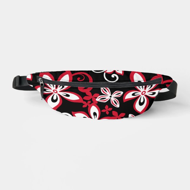 ALOHA HAWAII PATTERN IN BLACK/RED BUM BAGS (Front)