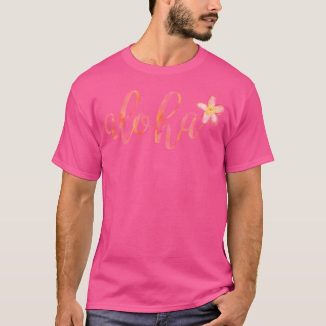 Aloha Hawaii Plumeria Watercolor Floral T-Shirt (Front)