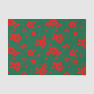 Aloha Hawaii Red on Green Christmas Pattern Tissue Paper