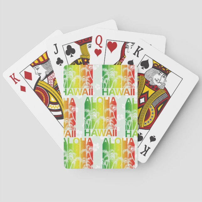 Aloha Hawaii Retro Summer Floral Playing Cards (Back)