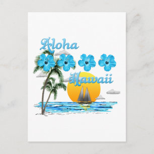 Aloha Hawaii Sailing Sunset Postcard
