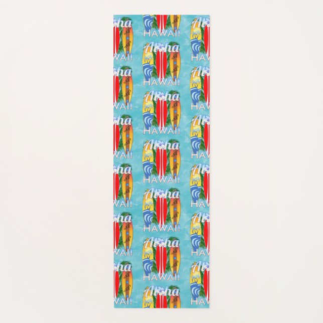 Aloha Hawaii Summer Surfboards Yoga Mat (Front)