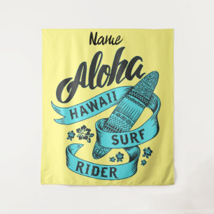 Aloha Hawaii Surf Rider Thunder_Cove Tapestry