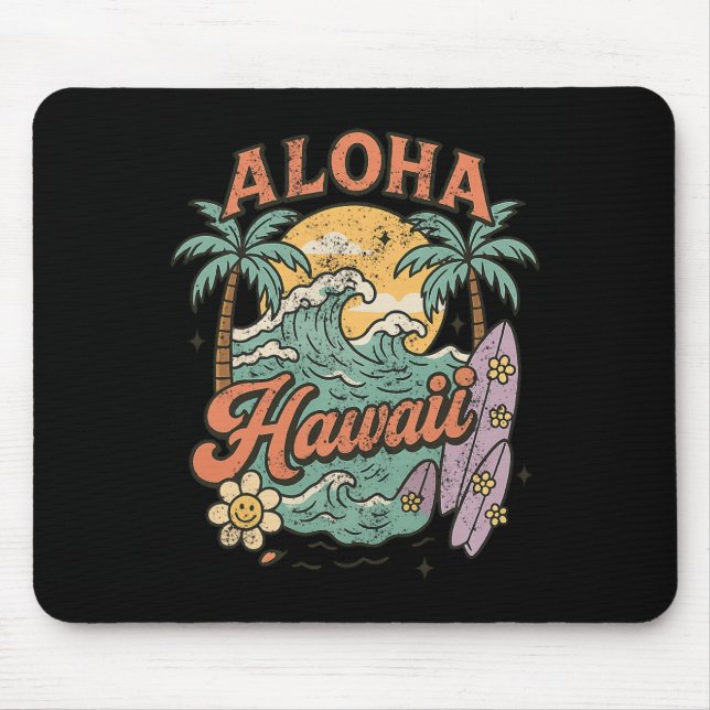 Aloha Hawaii Surfing Design Tropical Summer  Mouse Pad (Front)