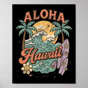 Aloha Hawaii Surfing Design Tropical Summer Poster