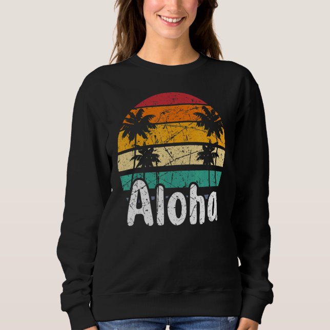 Aloha Hawaii Surfing Retro Sunset 14 Sweatshirt (Front)